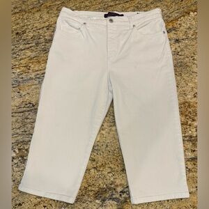 Gloria Vanderbilt Denim Capri Skimmers Women’s Size 12 Petite White Embellished